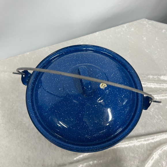 Vintage Enamelware Camping Pot blue white speckled Sierra cinsa - Picture 4 of 10